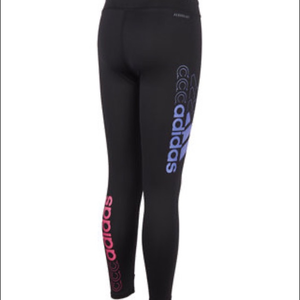 Girls Adidas Aeroready  color block Logo Leggings size 10/12